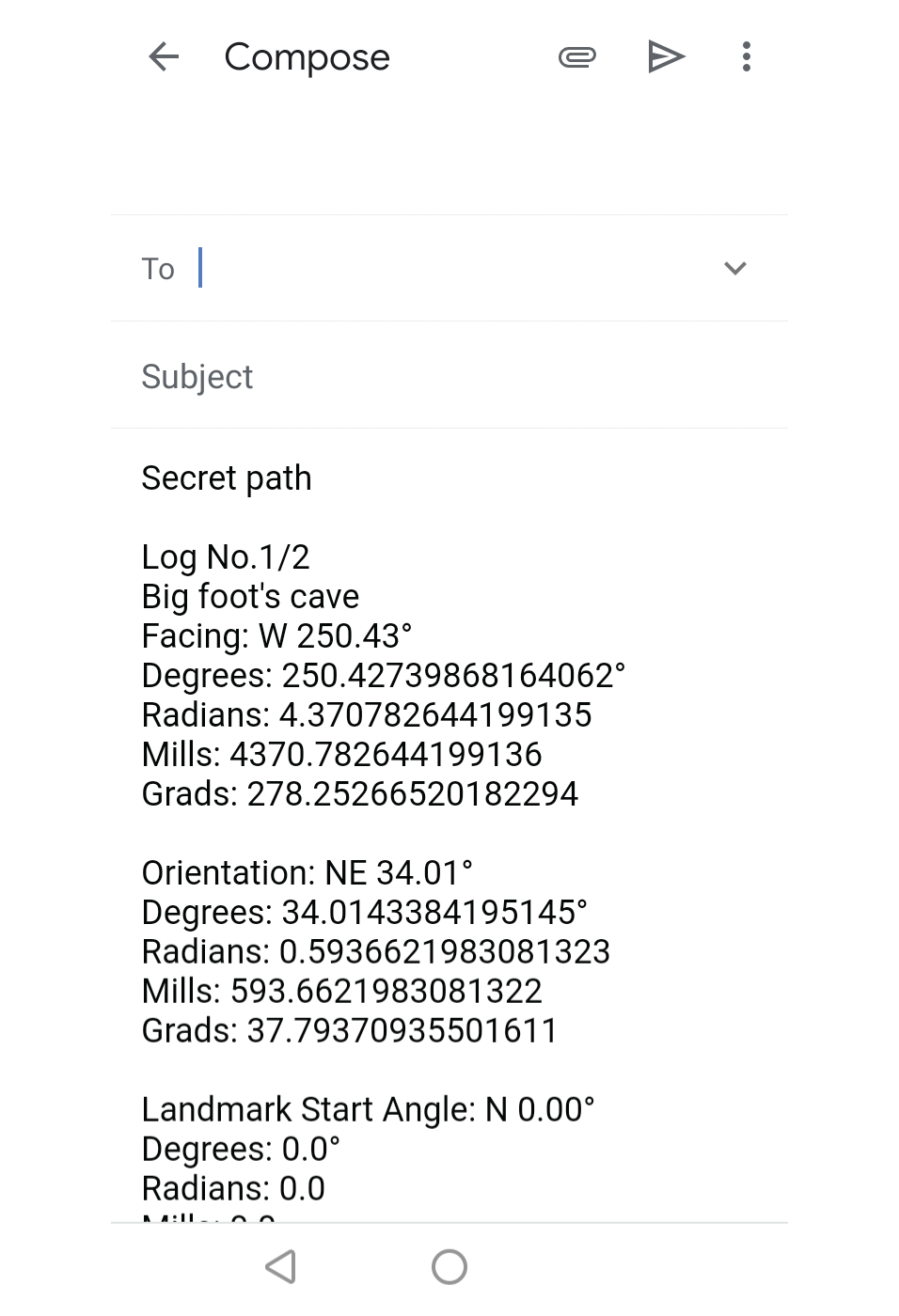 Screenshot showing the textual version of the selected logs within the body of an email.