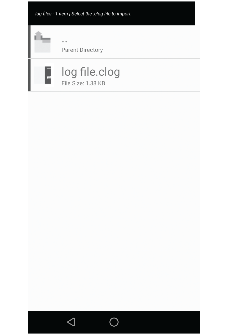Screenshot showing a single log file within a directory.