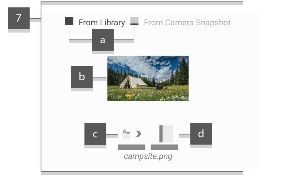 Screenshot showing the image section of log editor with numeric annotations attached to each item.