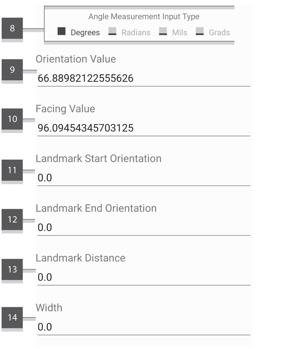 Screenshot showing the third section of the log editor with numeric annotations attached to each item.