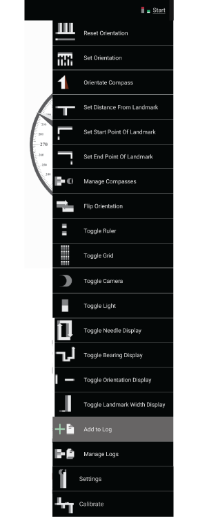 Screenshot showing add to log menu item highlighted.