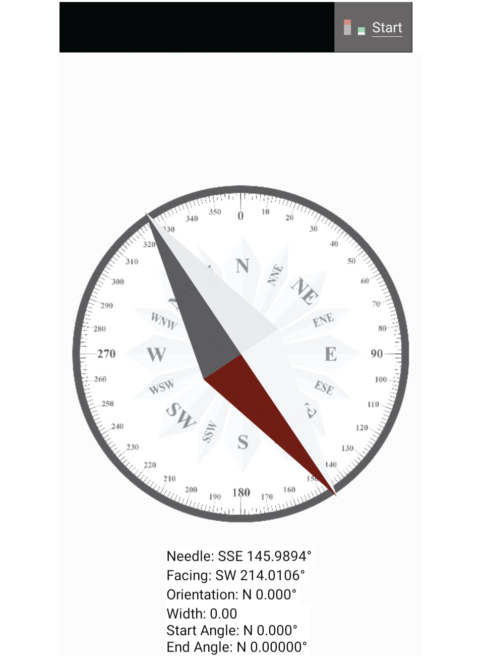 Screenshot depicting the idea of first orienting the smart device to magnetic north and then rotating the map to magnetic north.