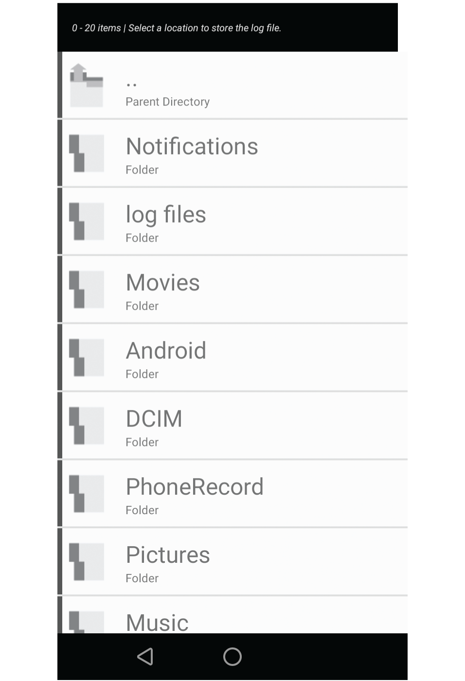 Screenshot showing a list of files and folders.