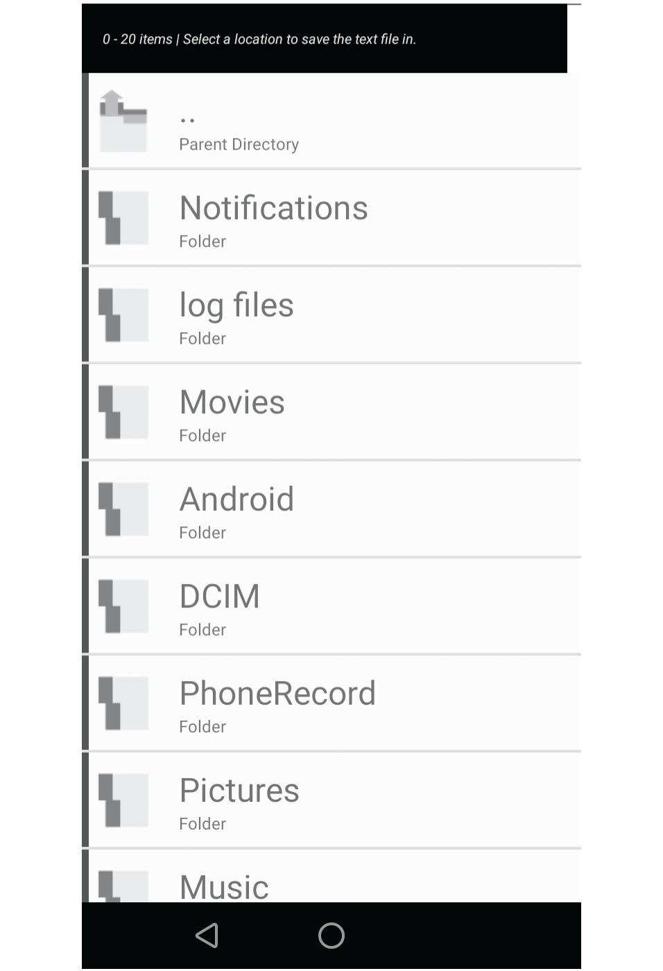 Screenshot showing a list of files and folders.