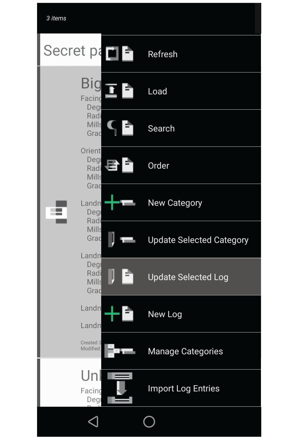 Screenshot showing the highlighted menu item update selected.