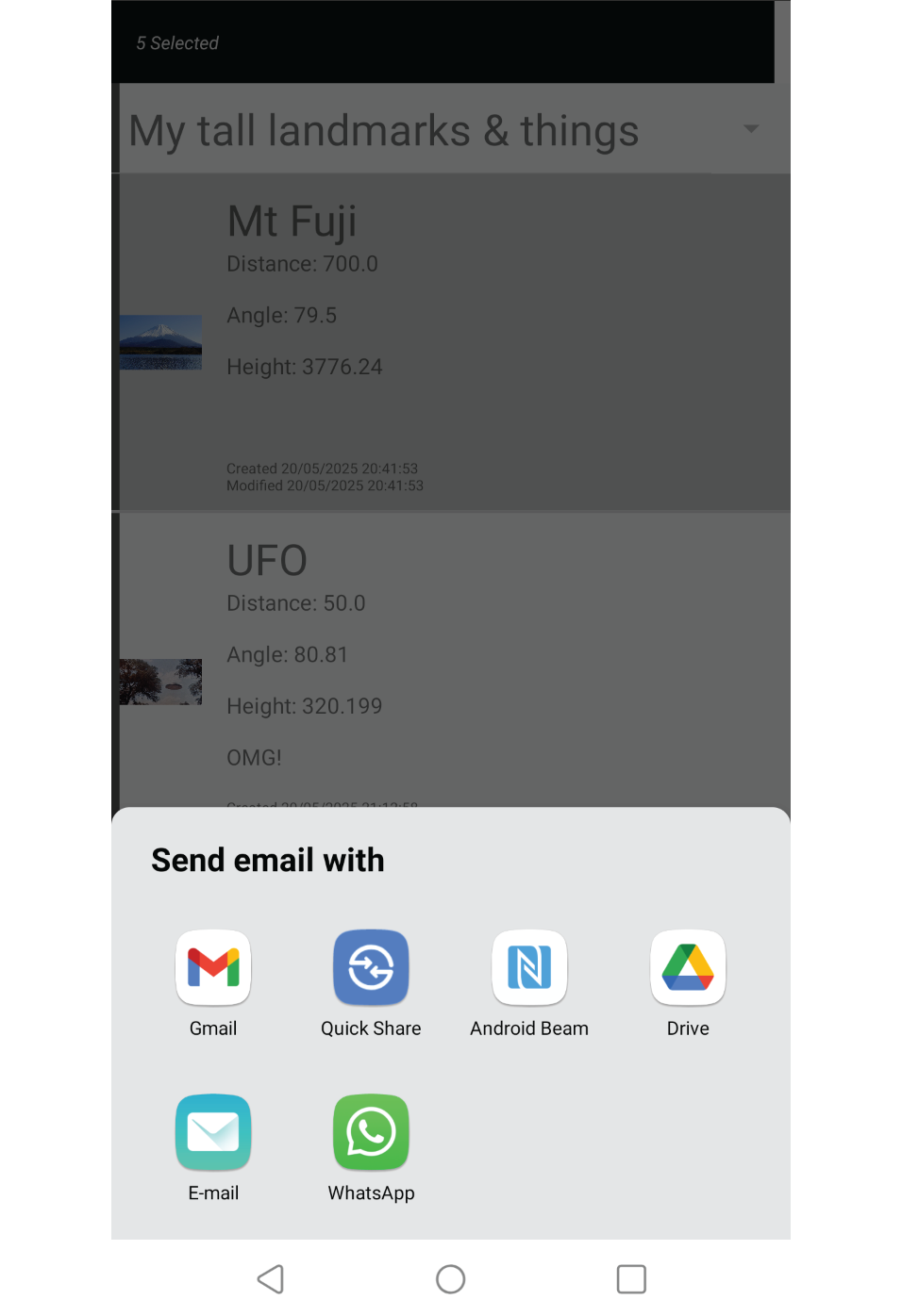 Screenshot showing alternative data export options.