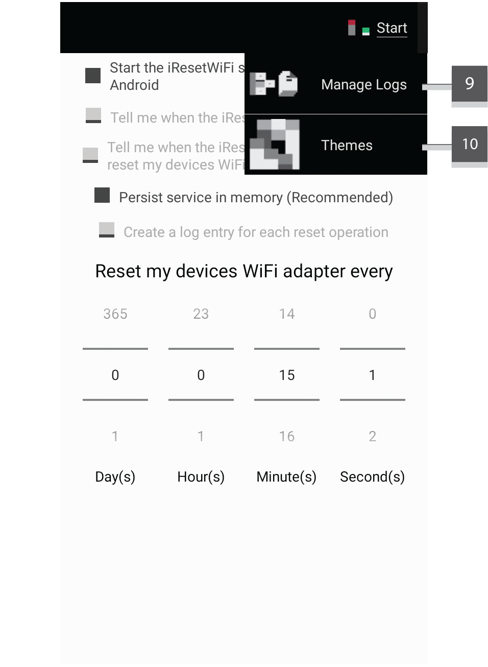 screenshot 2/2 of application's basic controls annotated.