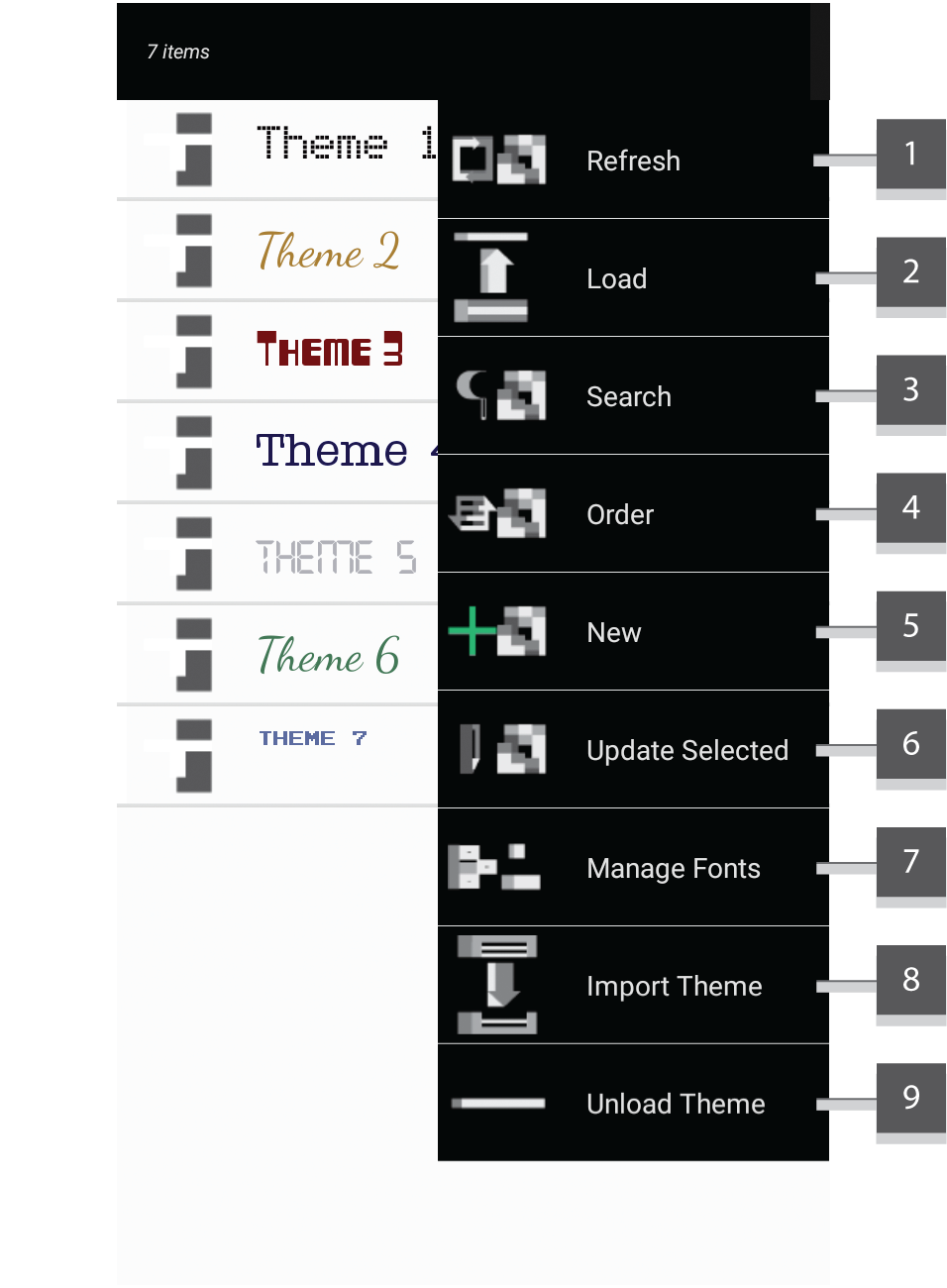 Screenshot showing thememanager menu expanded.