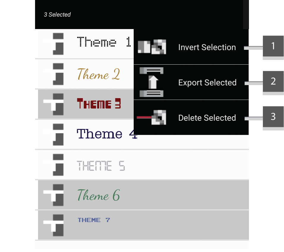 Screenshot showing thememanager in highlight mode with menu expanded.